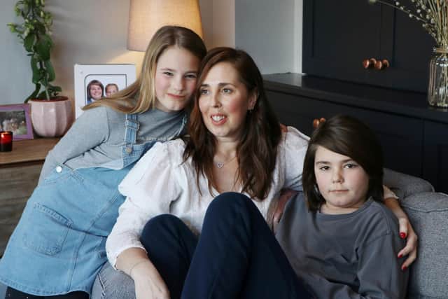 Sally Steadman-South, from Sheffield, with children Florence and Ted. Mrs Steadman-South has cancer and has spoken out about research delays caused by coronavirus. Photo: ICR