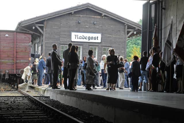 People pay homage to 220,000 Jews who perished in the Polish city's ghetto during World War II, 65 years after its liquidation by German Nazis at the Radegast train station, serving as a loading point for about 145 000 Jews deported by Germans to death camps. (Photo: JANEK SKARZYNSKI/AFP via Getty Images)