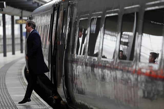 This was David Cameron arriving in Leeds to launch HS2.