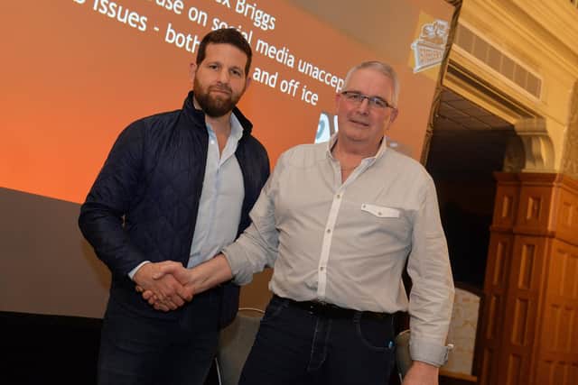 Sheffield Steelers head coach and GM Aaron Fox, with owner Tony Smith, who isalso chairman of the Elite League. Picture: Dean Woolley.