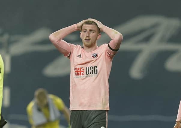 Striker Oli McBurnie of Sheffield United has failed to score in the Premier League this season. Picture: Andrew Yates/Sportimage