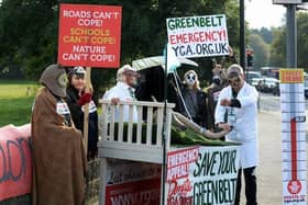 Yorkshire Greenspace Alliance protest against the loss of Greenbelt at the roundabout in Horsforth in 2017.