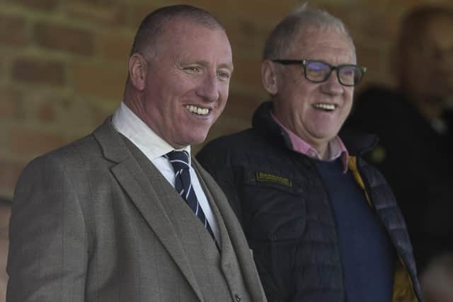 Bootham view: Ralph Rimmer of the RFL in the stands with   Harry Gration watching York City Knights.