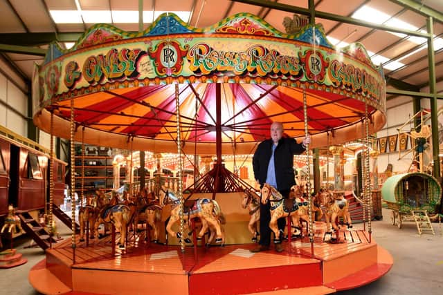 David Littleboy with the Rolls Royce Carousel, at his Unit at Kinsley, near Wakefield. Picture by Simon Hulme