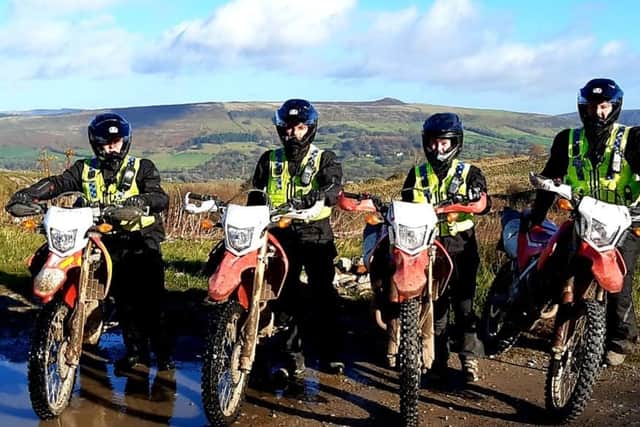 Off-road police motorcyclists in North Yorkshire