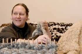 After wool prices fell Laura turned her fleeces into rugs