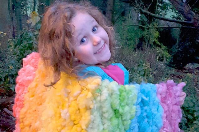 The rainbow rugs are made using Suffolk fleeces so they can be dyed.
