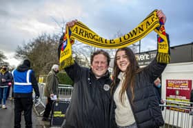 Back at last: Harrogate Town fans Dave Worton and daughter Molly allowed back in their stadium following Covid-19 rules being relaxed. Picture: Tony Johnson