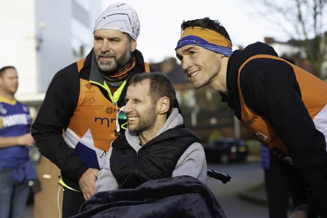 Rob Burrow with Kevin Sinfield outside Headingley stadium at the weekend.