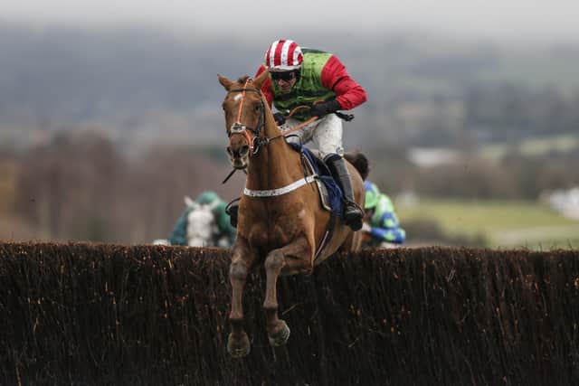 This was Definitly Red and Danny Cook winning the 2018 Cotswolds Chase, a Grade Two contest, at Cheltenham.