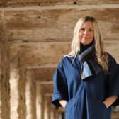 Based near Holmfirth, Louise Stocks-Young of The Smock Works has created a new range of smocking-inspired Japanese denim scarves. This is the Multi Denim Scarf, £155, worn with the Sunday smock dress, £650, at thesmockworks.co.uk.