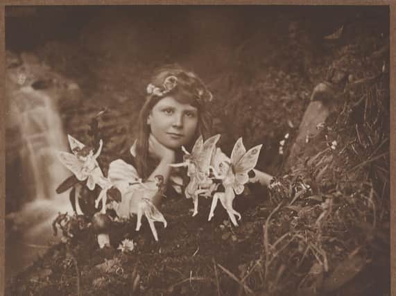 Elsie Wright took this image of her cousin Frances with the 'fairies'. Photo: Supplied by University of Leeds.