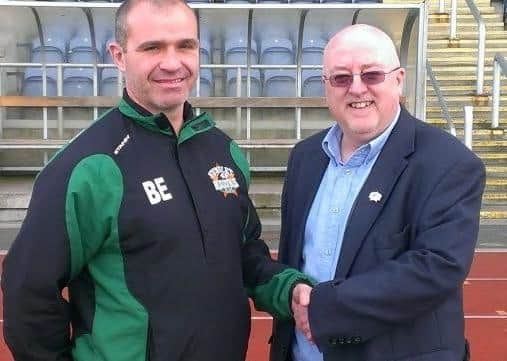 Hunslet's chairman Neil Hampshire, right