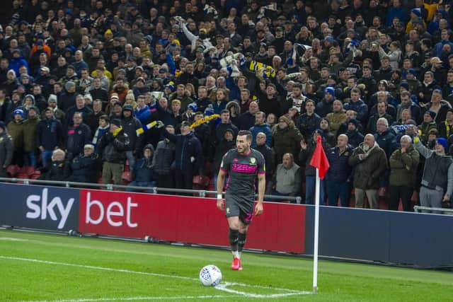 The good old days...... 
Leeds United's Jack Harrison takes a corner in front of the Leeds fans against Middlesbrough last season (Picture: Tony Johnson)