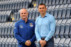 Leeds Rhinos director of rugby Kevin Sinfield, right, pictured with head coach Richard Agar. Picture: Simon Hulme.