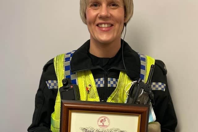 Pc Gemma Churchward, who has received a commendation from the Royal Humane Society for saving a man trying to end his life