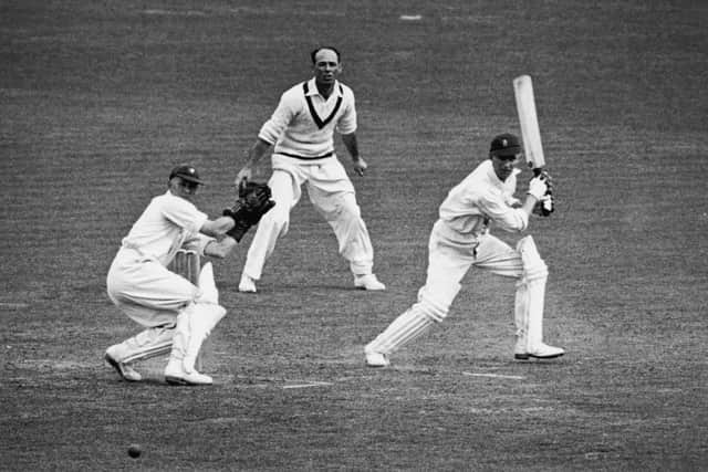 Record knock: Len Hutton batting against Australia.