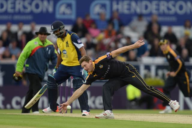Yorkshire Vikings' Rich Pyrah at full stretch during the Natwest T20 Blast at Headingley Stadium, Leeds. (Picture: Anna Gowthorpe)