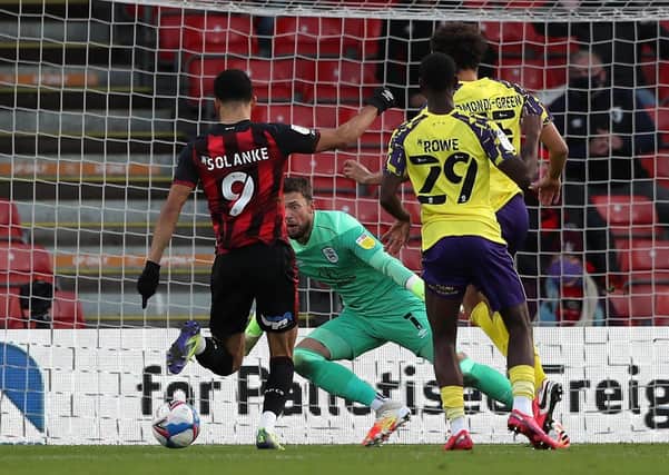 Early strike: AFC Bournemouth's Dominic Solanke scores his side's first goal. Picture: PA
