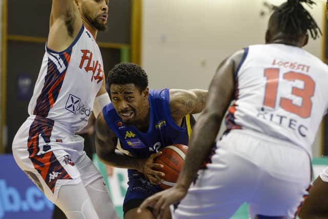 Sheffield Sharks' 
Jeremy Hemsley pushes forward for the Sharks (Picture: Dean Atkins)