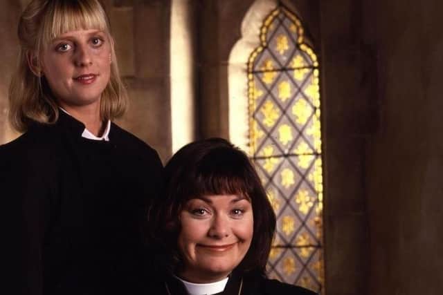 Emma Chambers and Dawn French in The Vicar of Dibley.
