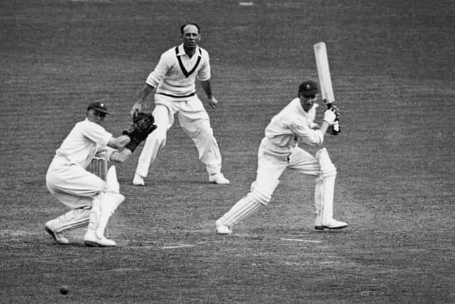 This is Sir Len Hutton batting for England against Australia.