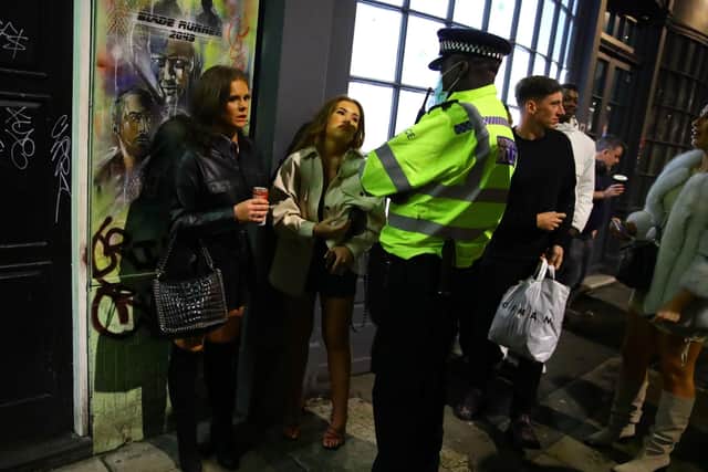 A large police presence was required in London as new Covid restrictions came into force.