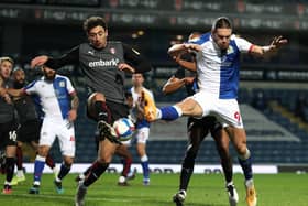 Rotherham United's Matt Crooks (left) and Blackburn Rovers' Sam Gallagher battle for the ball. Picture: PA.