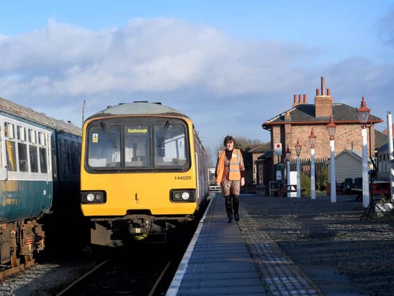 Wensleydale Railway finance director Teresa Chapman with one of the Pacers at Leeming Bar