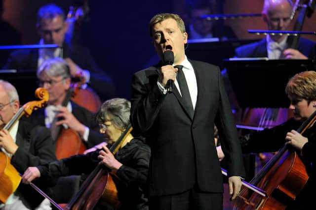 Aled singing at the Millennium Centre in Cardiff. Photo: PA