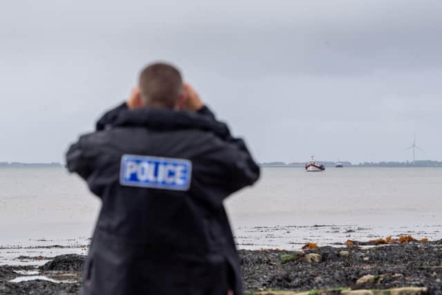 A Humberside Police officer during an operation to crack down on illegal jet-skiers around Hull