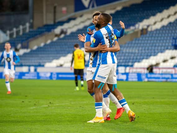 Huddersfield Town's Isaac Mbenza gets the applause for his part in Huddersfield Town's opener against Watford. Picture: Bruce Rollinson.