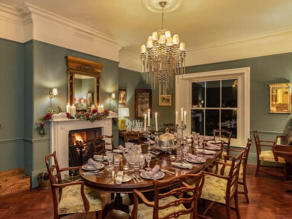 The dining room all set for Christmas dinner