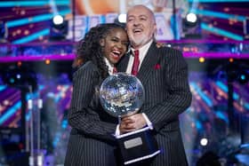 Bill Bailey and Oti Mabus after winning Strictly Come Dancing.