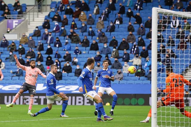 GOAL: Premier League debutant Jayden Bogle puts Sheffield United in front