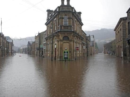 Flooding in Hebden Bridge on Boxing Day 2015