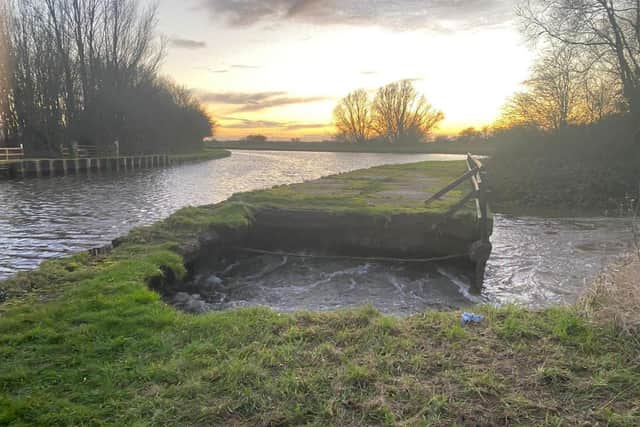 The section of the Aire & Calder which gave way on Sunday Picture: Humberside Fire and Rescue Service