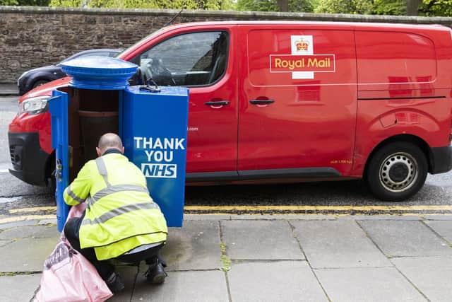 Some post boxes were painted blue in support of the NHS as Jayne Dowle praises posties and delivery drivers - they, too, are key workers, she argues.