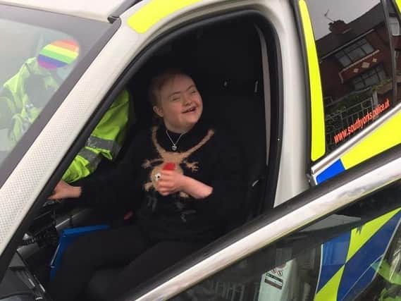 15-year-old Emily Richardson who is 'obsessed with police' had her wish of 'being arrested' and getting to ride in a police car come true