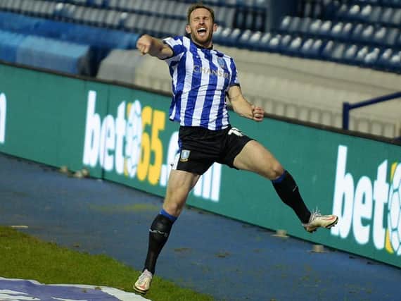 GOAL: Tom Lees marked his 250th Sheffield Wednesday appearance by scoring against Coventry City