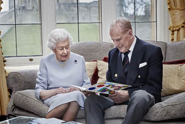 The Queen and Duke of Edinburgh on their 73rd wedding anniversary last month.