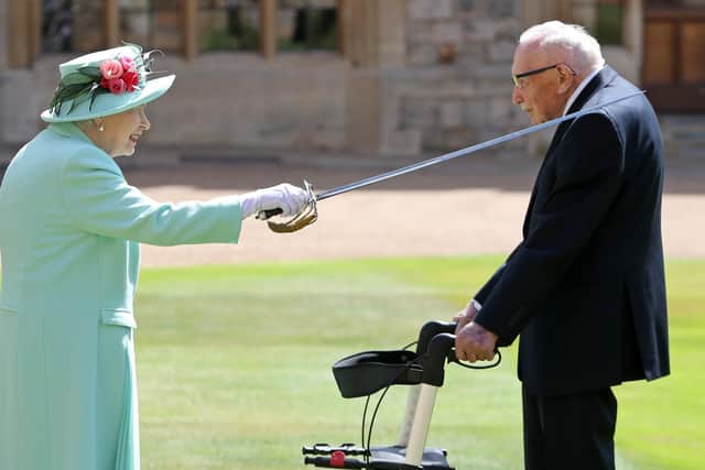 One of the highlights of the Queen's year came when she knighted Yorkshire-born Captain Tom Moore.