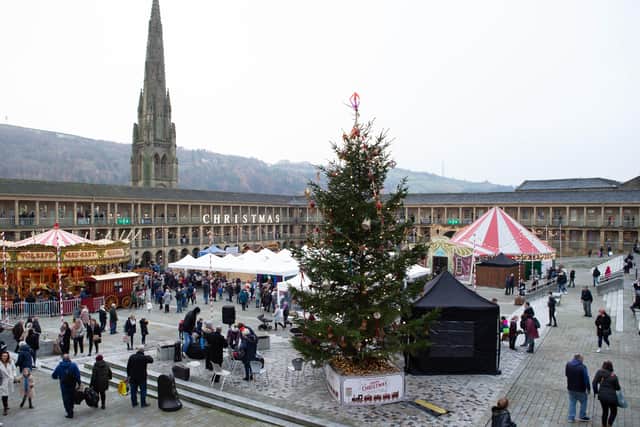 The pre-Christmas scene at the Piece Hall.