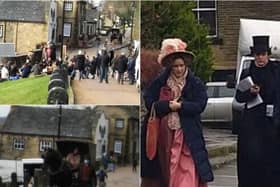 The cast of award-winning drama Gentleman Jack were spotted filming in Fulneck village in Leeds this week. (photos: Bruce Newton and Claire Newman).