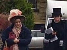 The cast of award-winning drama Gentleman Jack were spotted filming in Fulneck village in Leeds this week (photo: Claire Newman).
