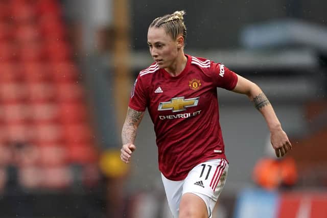 On the ball: Manchester United's Leah Galton.