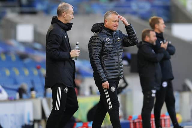 UNDER PRESSURE: Sheffield United boss Chris Wilder and assistant manager Alan Knill. Picture: David Klein/Sportimage