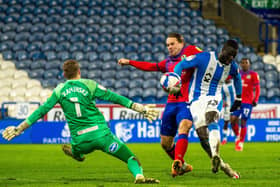 LATE DRAMA: Naby Sarr scores his second  Huddersfield Town goal against Blackburn Rovers.  Picture: Bruce Rollinson
