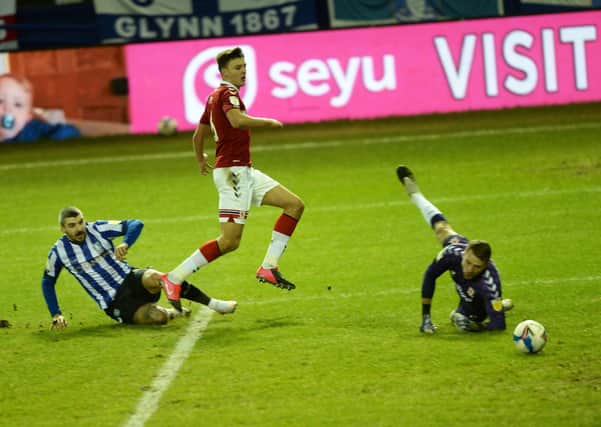 DEADLOCK BROKEN: Callum Paterson scores the opening goal for Sheffield Wednesday against Middlesbrough. Picture: Steve Ellis