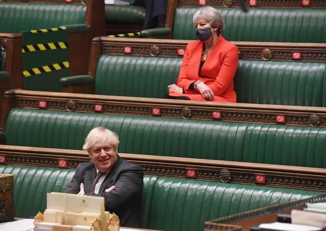 Prime Minister Boris Johnson and Theresa May during the debate in the House of Commons on the EU (Future Relationship) Bill.  Picture: UK Parliament/Jessica Taylor/PA Wire